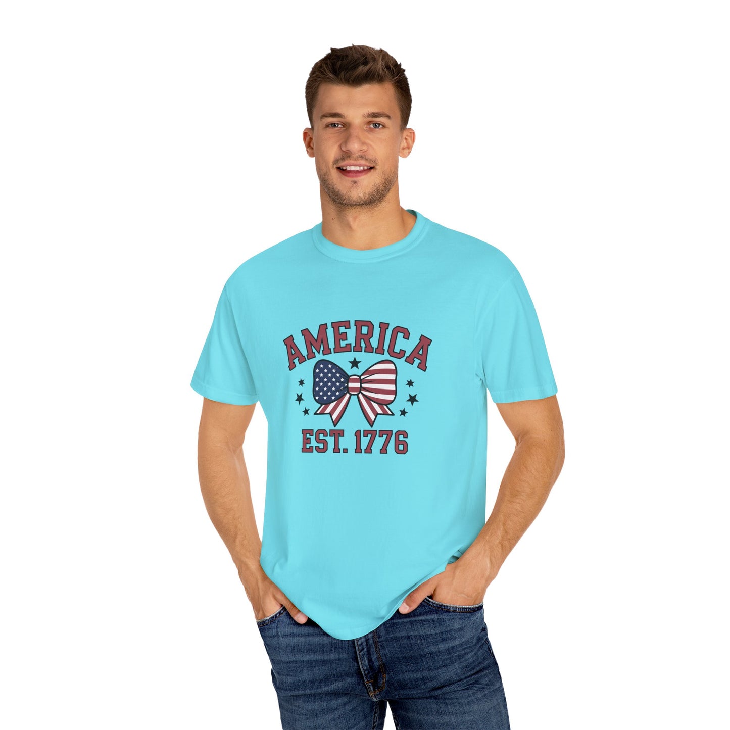 Comfort Colors USA Shirt, 4th of July shirt, America est 1776 shirt, red white blue shirt, summer patriotic shirt for women, gift fo her