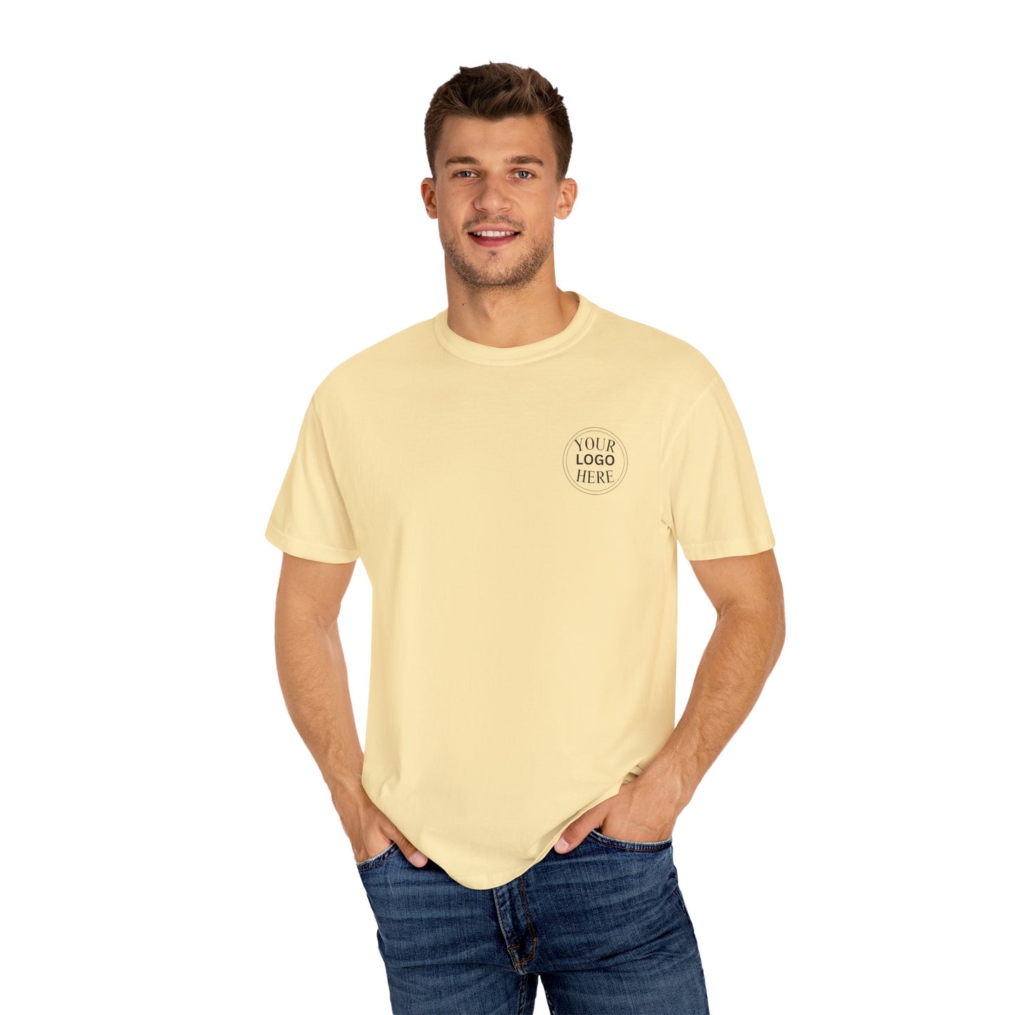Custom Comfort Colors® Your Logo Here Shirt, Sports Team Logo Clothing Gift, Business Logo Pocket Outfit, Personalized Company Logo Tee,