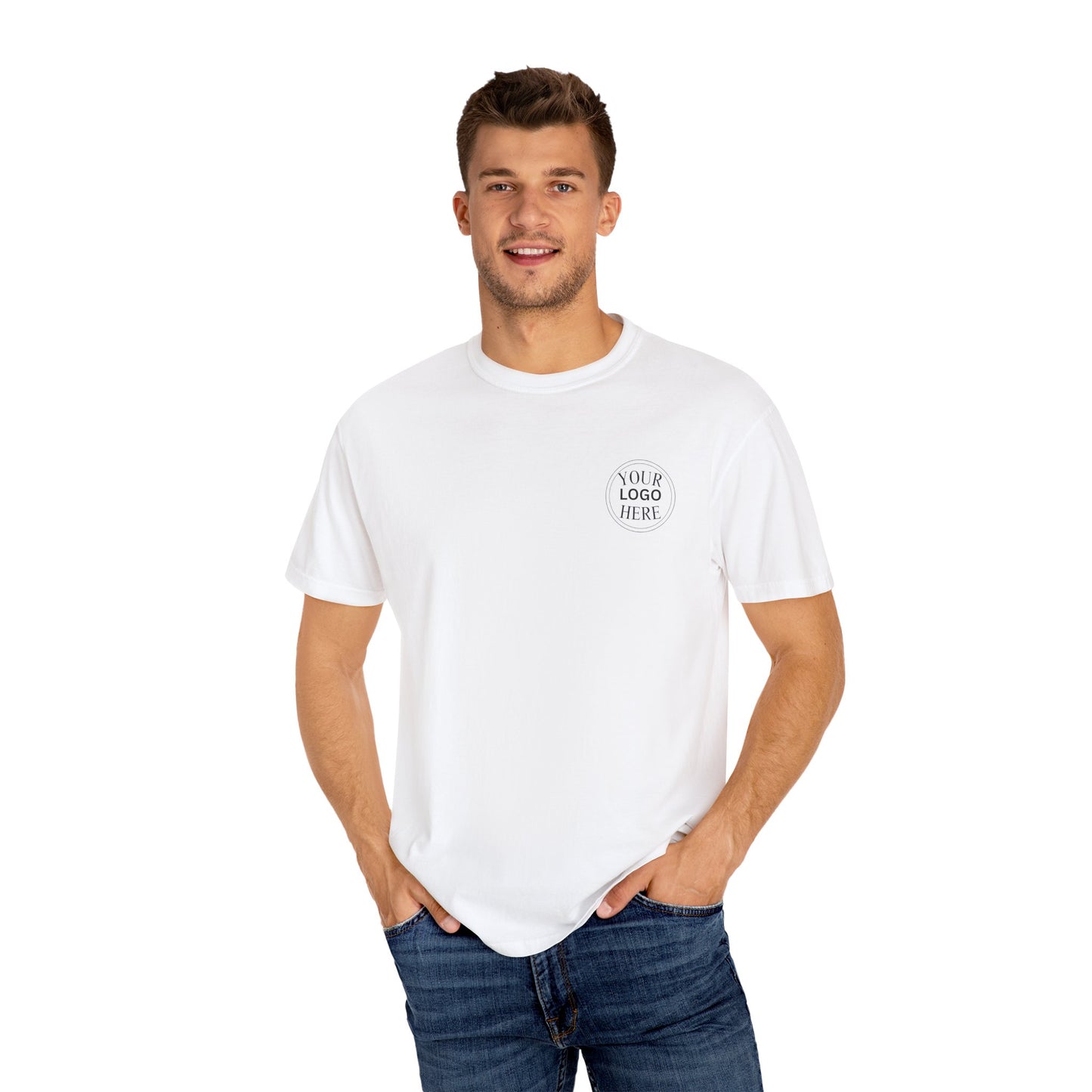 Custom Comfort Colors® Your Logo Here Shirt, Sports Team Logo Clothing Gift, Business Logo Pocket Outfit, Personalized Company Logo Tee,