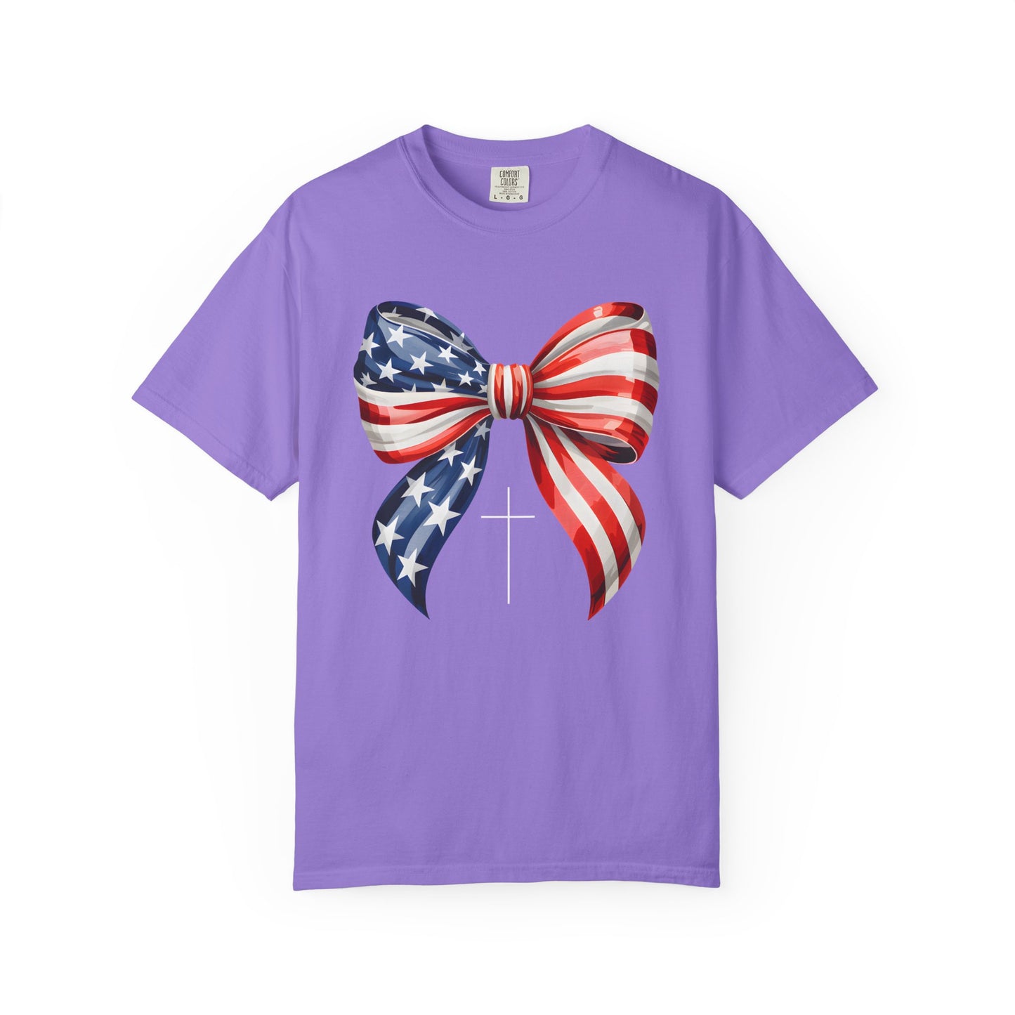 God Bless America Coquette Bow Shirt, Comfort Colors 4th of July Tee,Women's Patriotic Shirt,Independence Day Celebration Shirt,Gift for her