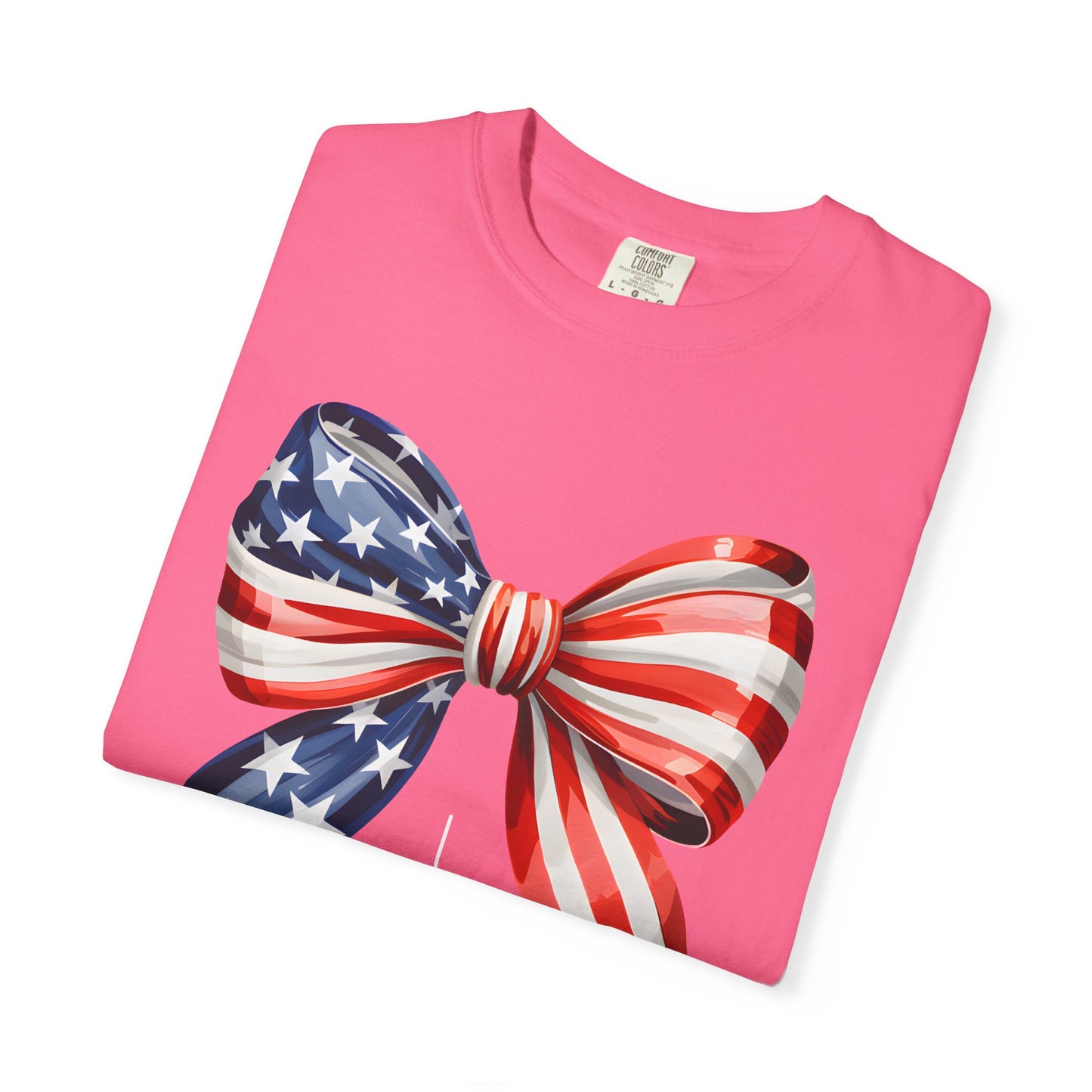 God Bless America Coquette Bow Shirt, Comfort Colors 4th of July Tee,Women's Patriotic Shirt,Independence Day Celebration Shirt,Gift for her