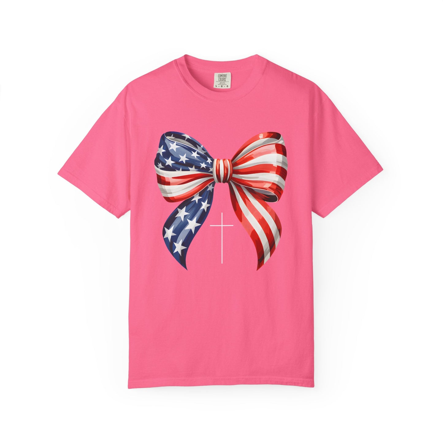 God Bless America Coquette Bow Shirt, Comfort Colors 4th of July Tee,Women's Patriotic Shirt,Independence Day Celebration Shirt,Gift for her