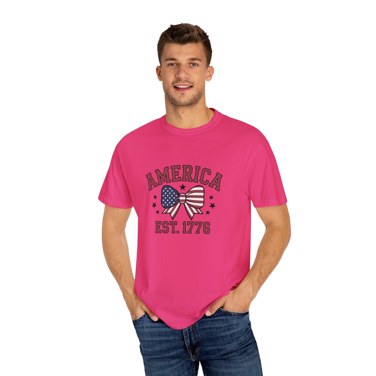 Comfort Colors USA Shirt, 4th of July shirt, America est 1776 shirt, red white blue shirt, summer patriotic shirt for women, gift fo her