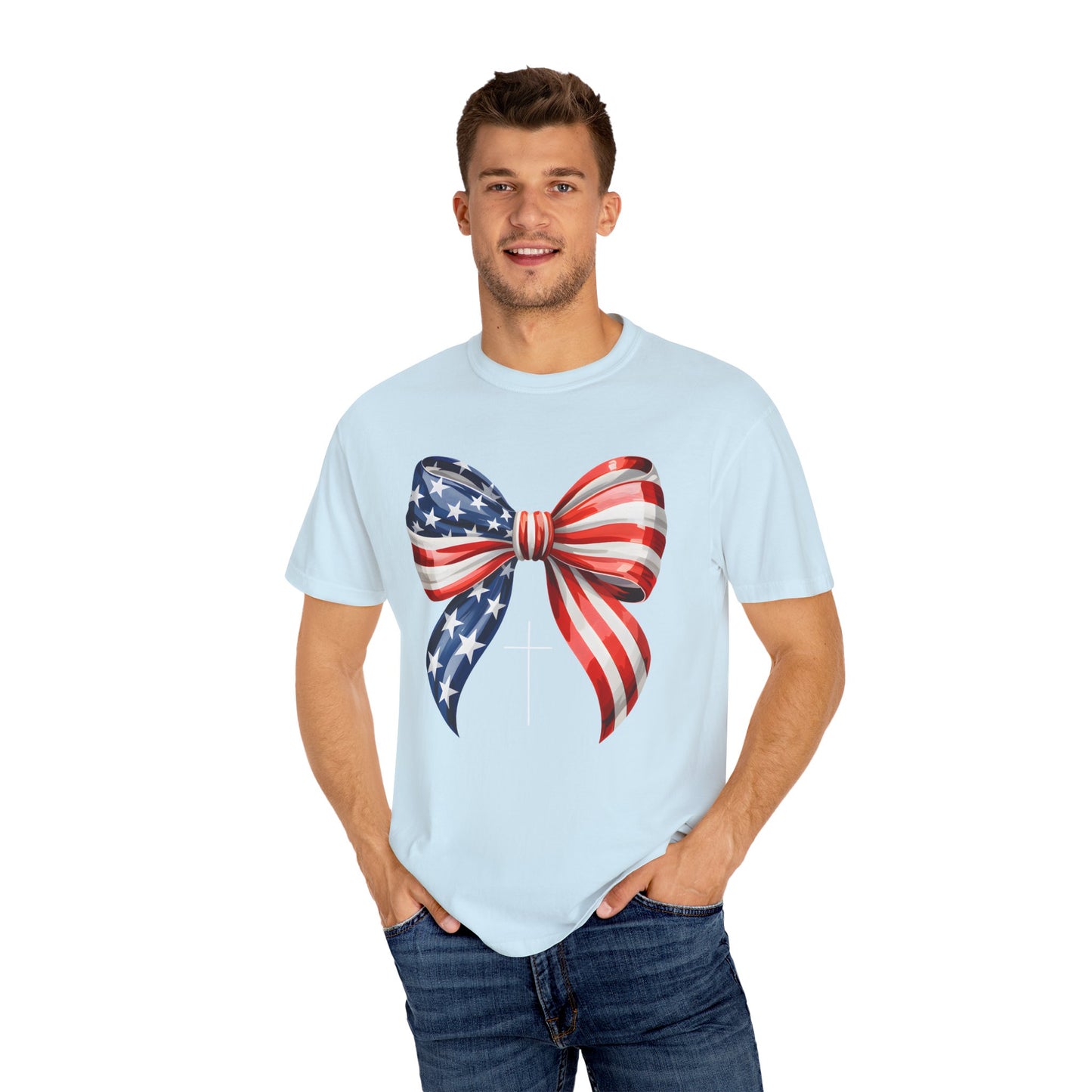 God Bless America Coquette Bow Shirt, Comfort Colors 4th of July Tee,Women's Patriotic Shirt,Independence Day Celebration Shirt,Gift for her
