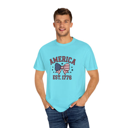 Comfort Colors USA Shirt, 4th of July shirt, America est 1776 shirt, red white blue shirt, summer patriotic shirt for women, gift fo her