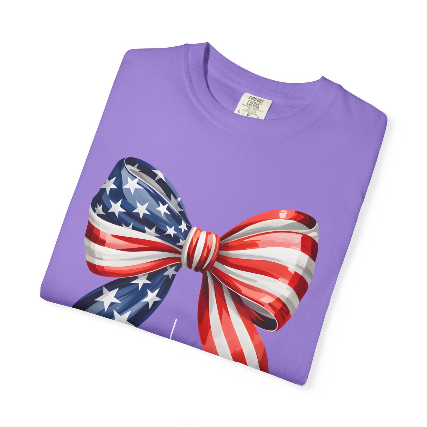 God Bless America Coquette Bow Shirt, Comfort Colors 4th of July Tee,Women's Patriotic Shirt,Independence Day Celebration Shirt,Gift for her