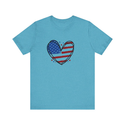 USA Flag Heart Shirt, Patriotic 4th of July Shirt, American Flag Tee, Fourth of July Shirt for Women ,USA Tee , Flag Heart T-Shirt , gift