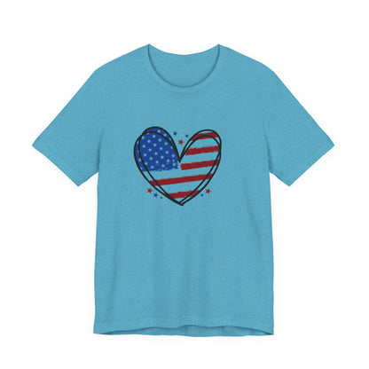 USA Flag Heart Shirt, Patriotic 4th of July Shirt, American Flag Tee, Fourth of July Shirt for Women ,USA Tee , Flag Heart T-Shirt , gift