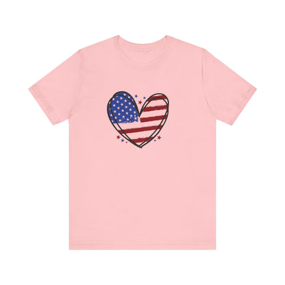 USA Flag Heart Shirt, Patriotic 4th of July Shirt, American Flag Tee, Fourth of July Shirt for Women ,USA Tee , Flag Heart T-Shirt , gift