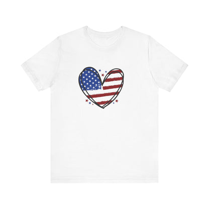 USA Flag Heart Shirt, Patriotic 4th of July Shirt, American Flag Tee, Fourth of July Shirt for Women ,USA Tee , Flag Heart T-Shirt , gift