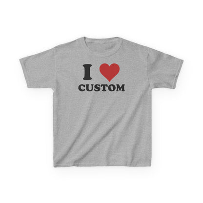 I Love Custom Baby Tee, Custom 90s TShirt, Custom 90s TShirt, Trendy Y2K Clothing,  I Heart Custom Shirt, Personalized Text Baby Tee