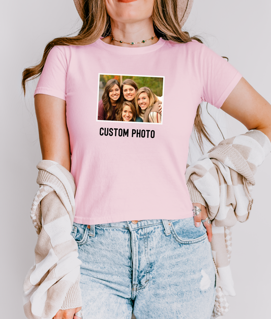 Custom Photo Baby Tee, Personalized baby tee, Personalized photo Shirt, Photo Tee, Y2K TShirt, Picture Shirt, Baby tee custom photo, Gift