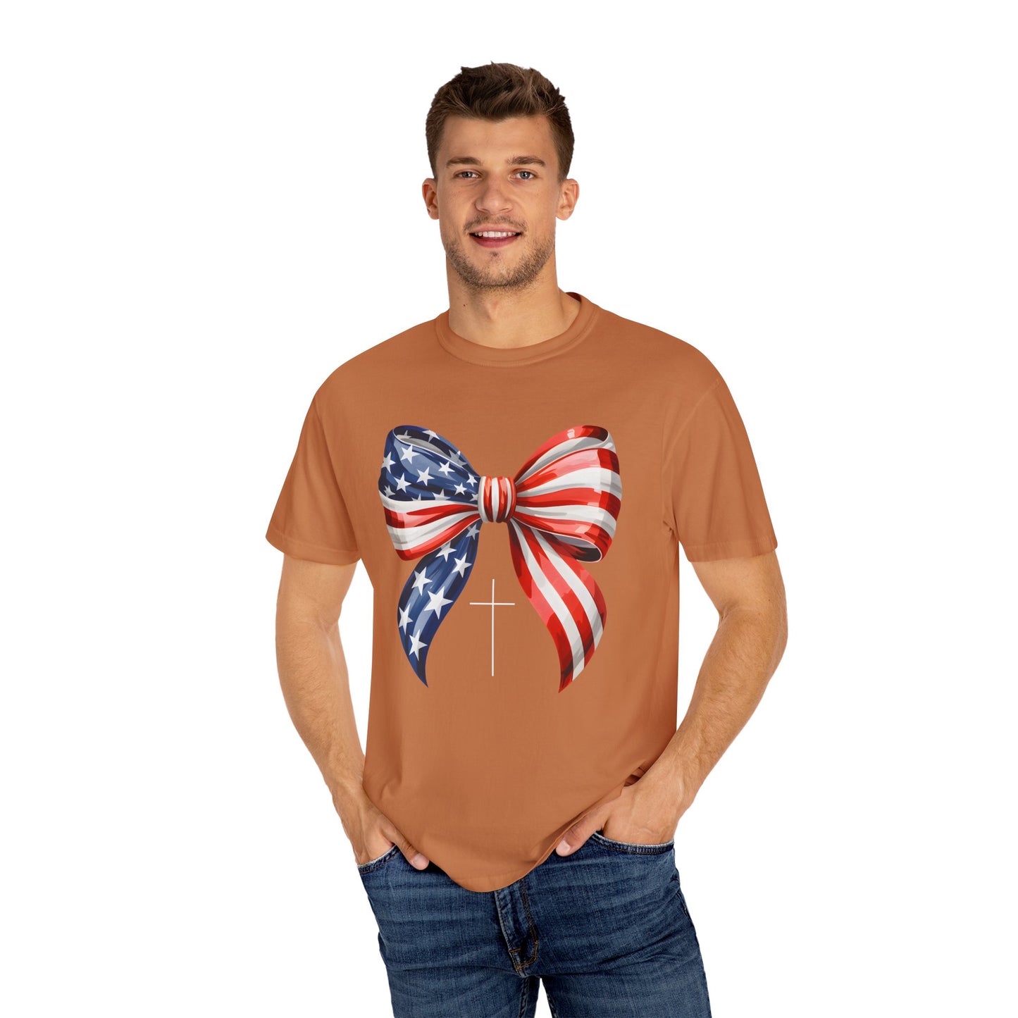 God Bless America Coquette Bow Shirt, Comfort Colors 4th of July Tee,Women's Patriotic Shirt,Independence Day Celebration Shirt,Gift for her