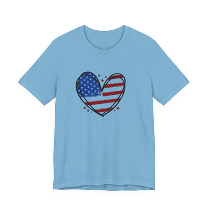 USA Flag Heart Shirt, Patriotic 4th of July Shirt, American Flag Tee, Fourth of July Shirt for Women ,USA Tee , Flag Heart T-Shirt , gift